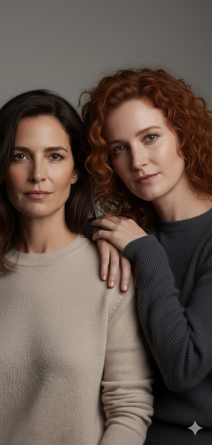 donne che indossano maglioni in cashmere